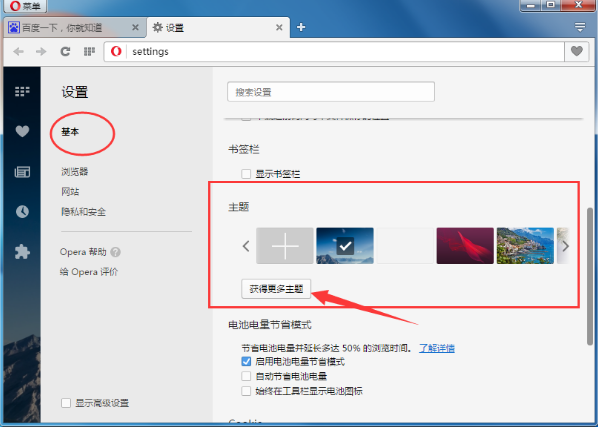 Opera浏览器设置更改皮肤界面的方法