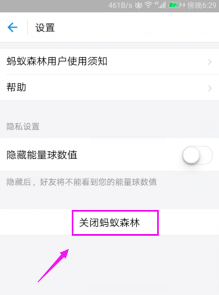 蚂蚁森林怎么关闭