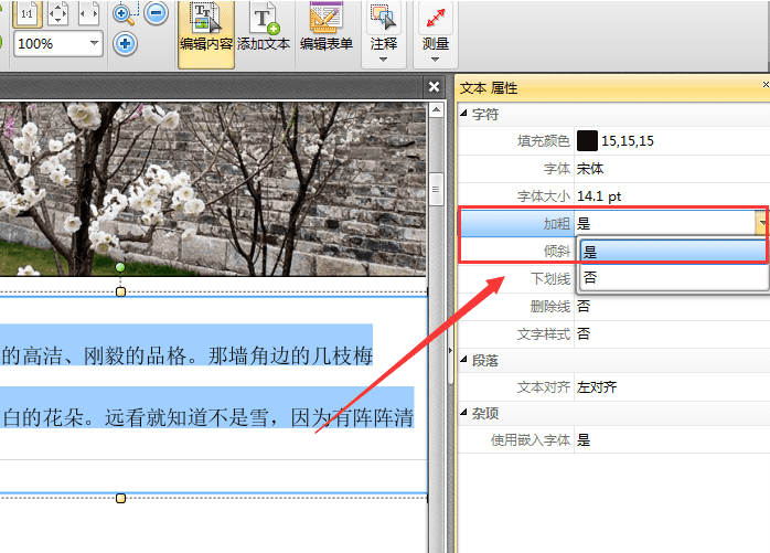 教你用捷速PDF编辑器对PDF文件部分文字进行加粗显示